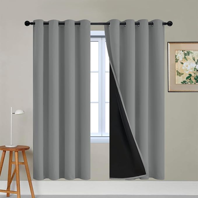 Yakamok Dove Grey 100% Blackout Curtains, Thermal Insulated Total Blackout by Yakamok