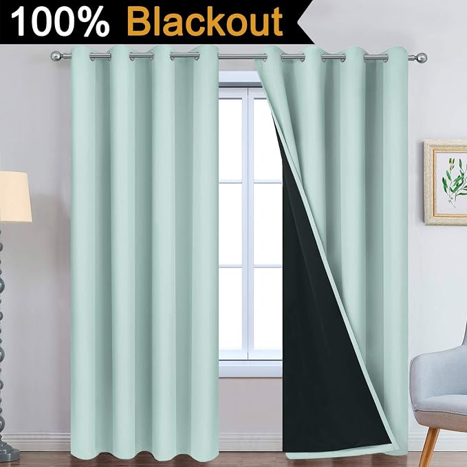 Yakamok 100% Blackout Lined Pair Curtains, Window Treatment Thermal Insulated - Image 2