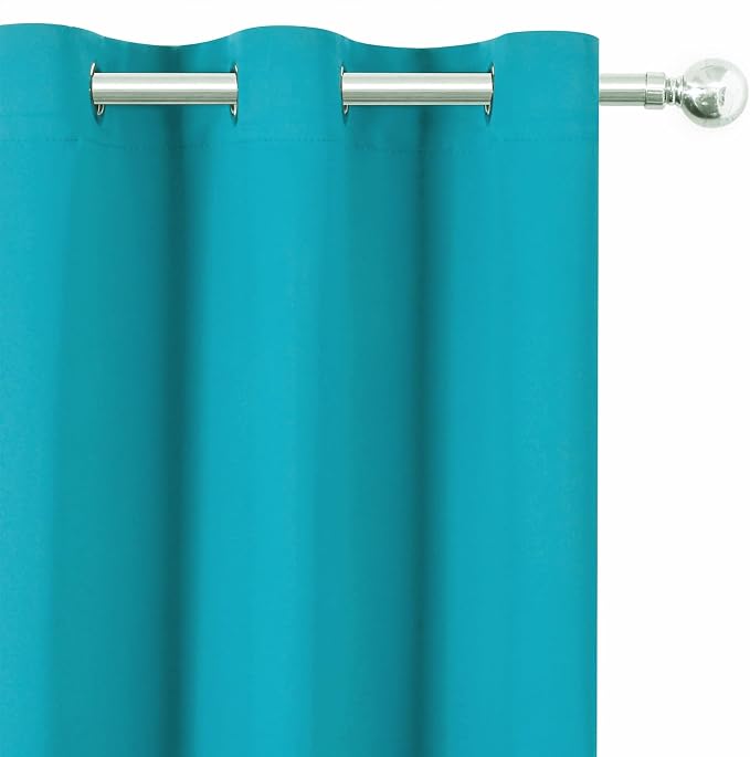 LEMOMO Blackout Curtains 66 x 54 Inch Long Teal Curtains Set of 2 Panels Room - Image 6