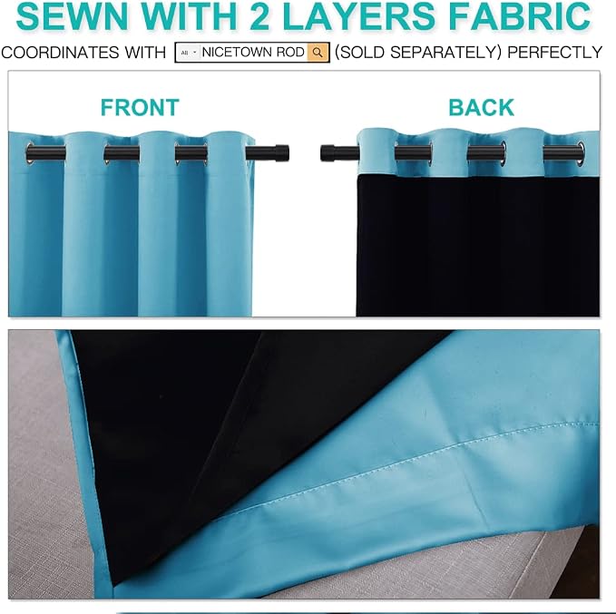 NICETOWN Insulated 100% Blackout Curtains, Noise Reducing Performance Drapes - Image 4
