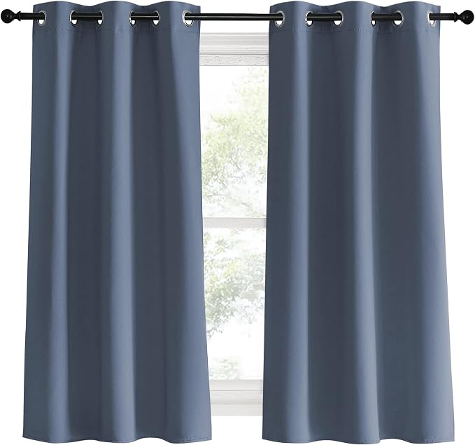 NICETOWN Kitchen Curtains Blackout Curtains & Drapes, Stone Blue, Thermal - Image 2