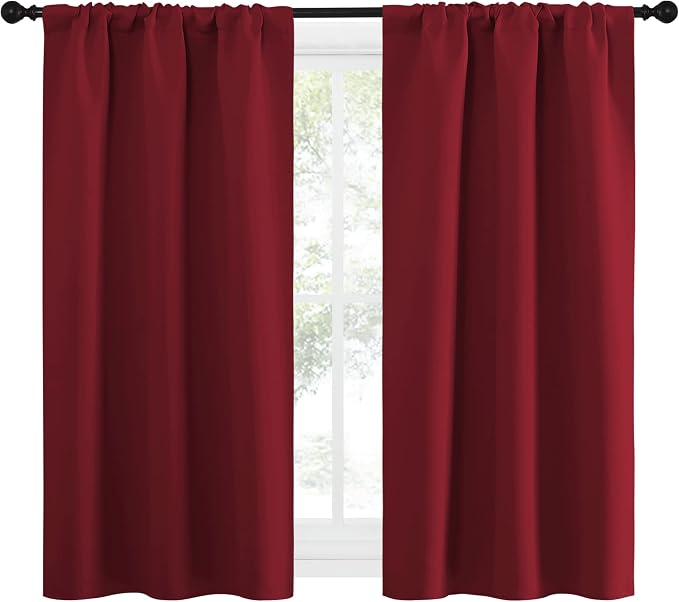 NICETOWN Christmas Burgundy Red Curtains Blackout Drape Panels - Image 2