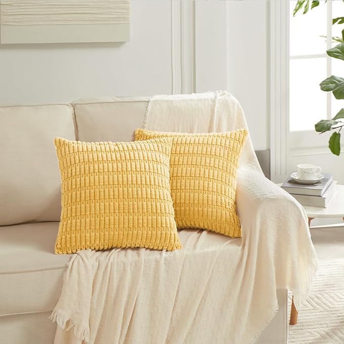 Fancy Homi 4 Packs Yellow Spring Decorative Throw Pillow Covers 18x18 Inch - Image 6