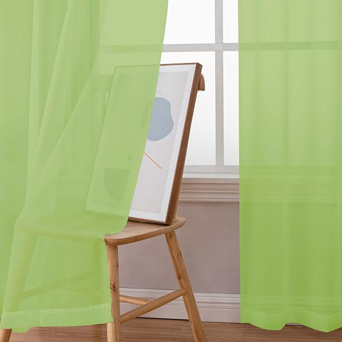 Chyhomenyc Lime Sheer Curtains 72 Inch Length 2 Panels, Light Filtering Soft - Image 6