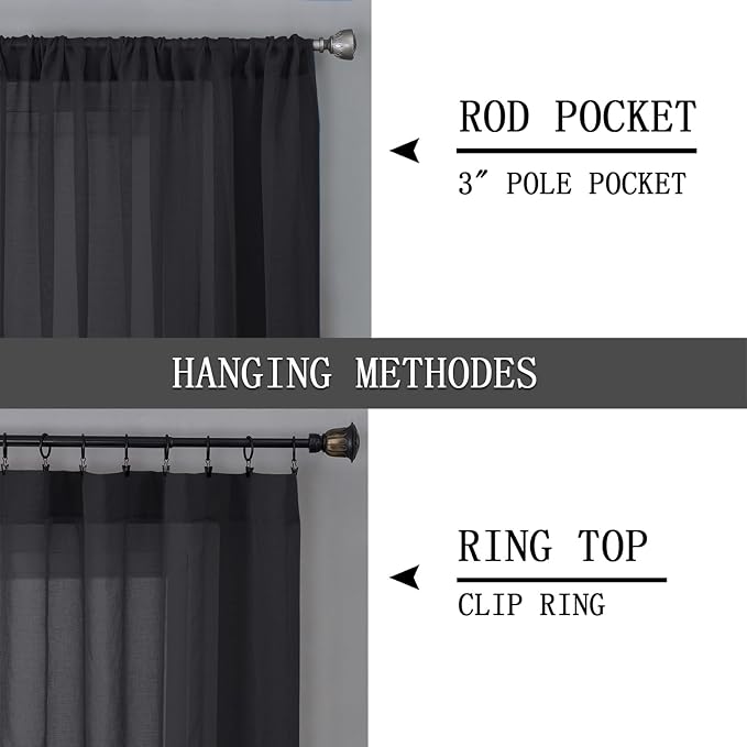 Tollpiz Sheer Tier Curtains Kitchen Linen Textured Half Curtain Sheers Light - Image 5