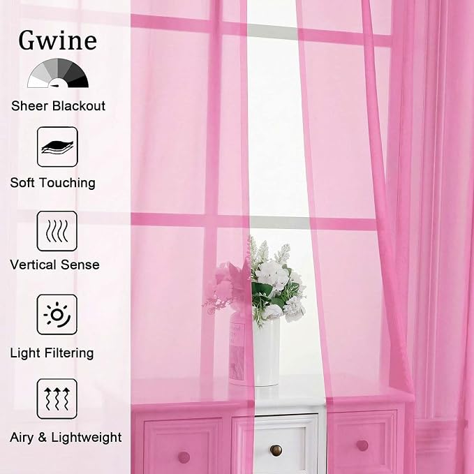 Gwine Sheer Curtains for Living Room 45 inch Length - Image 4