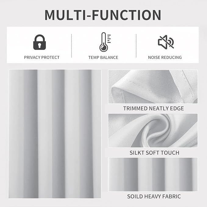 Joydeco White Curtains 90 Inches Long 2 Panels Set, Thermal Insulated Long - Image 3