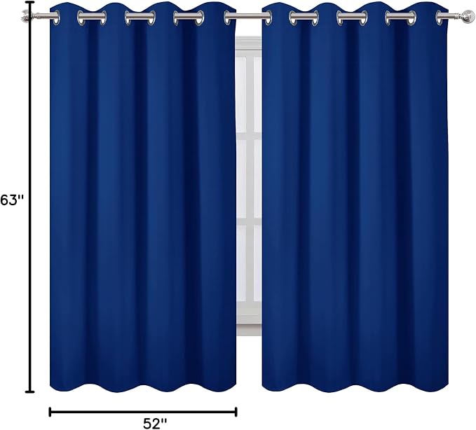 LEMOMO Blackout Curtains 52 x 63 inch/Royal Blue Curtains Set of 2 - Image 9