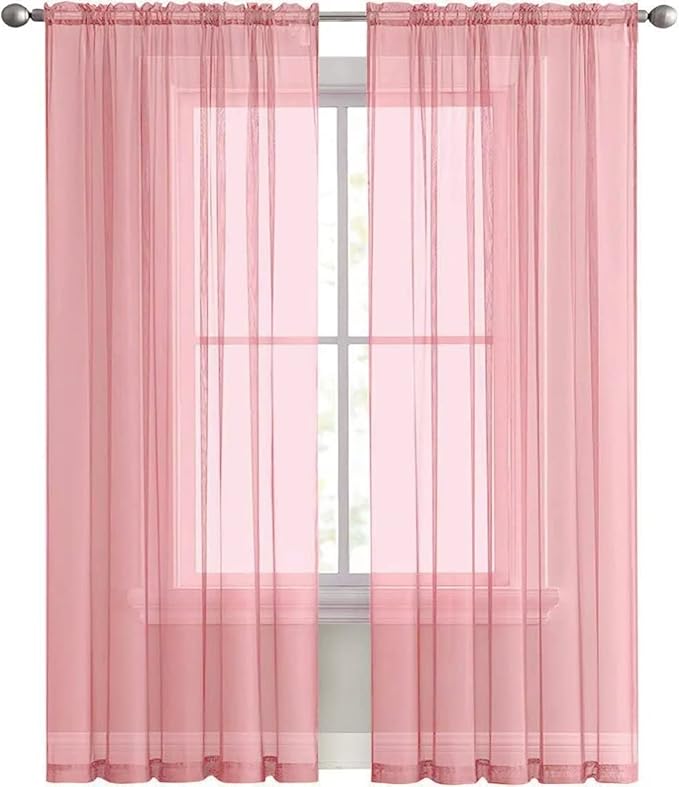 SpaceDresser Sheer Voile Window Treatment Rod Pocket Curtain Panels - Image 4