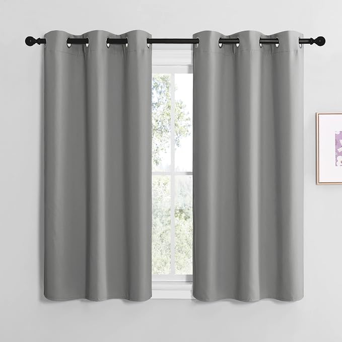 NICETOWN Silver Grey Thermal Insulated Grommet Blackout Curtains, Kids Window by NICETOWN