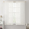MIULEE Ivory Sheer Curtains 2 Panels Embroidered Leaf Patterned Rod Pocket by MIULEE
