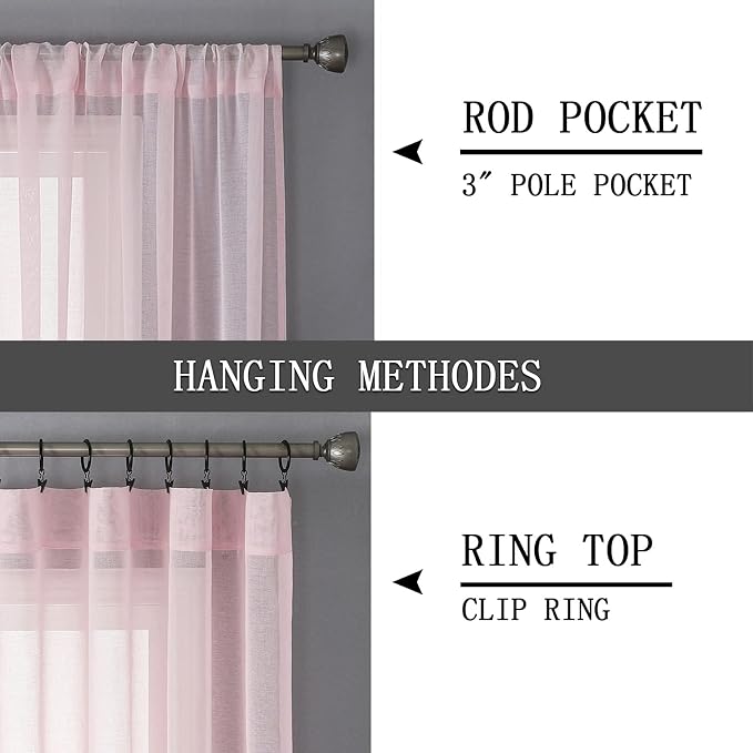 Tollpiz Short Sheer Curtains Linen Textured Living Room Curtain Sheers Light - Image 5