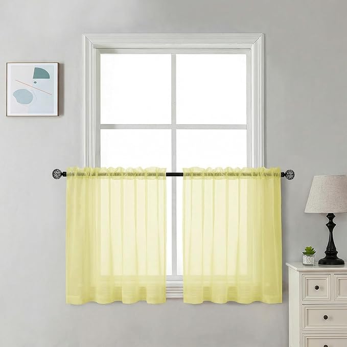 Chyhomenyc Short Sheer Curtains 30 inch Length 2 Panels by Chyhomenyc