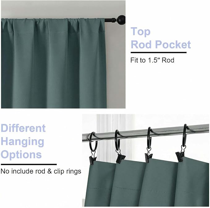 Simplebrand Ava Dark Green Blackout Curtains - Image 4