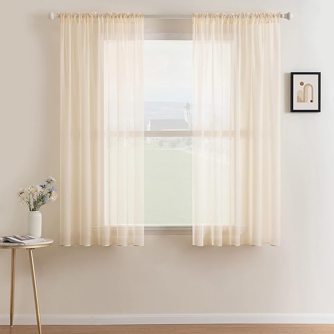 MIULEE Cream Beige Window Sheer Curtains by MIULEE