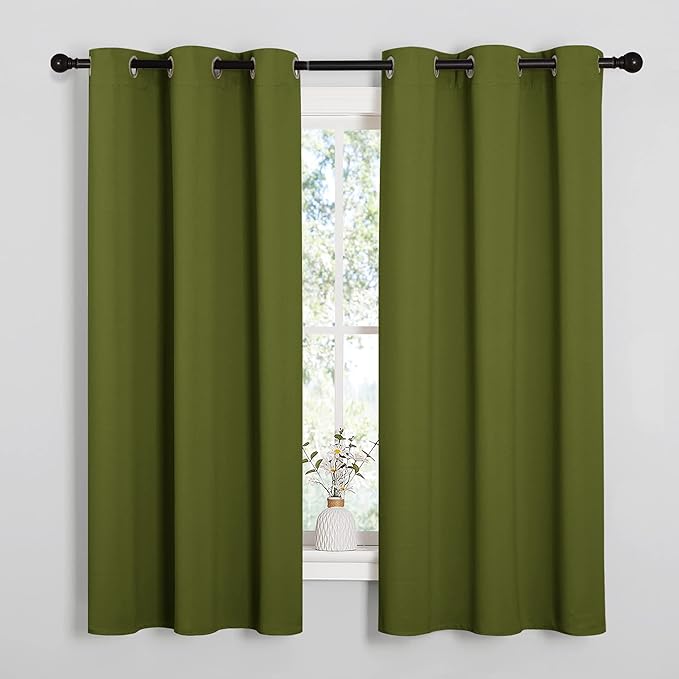 NICETOWN Olive Green Blackout Curtains 48 inches Length by NICETOWN