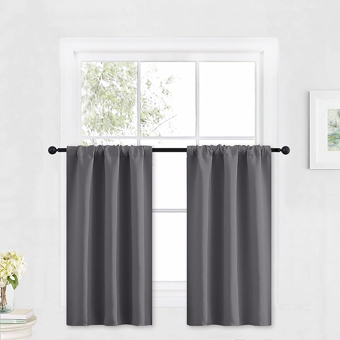 RYB HOME Kitchen Blackout Curtains Over Sink 36 inch Length, Rod Pocket Summer by RYBHOME