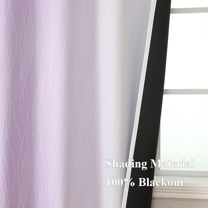 Estelar Textiler Lilac and Greyish White Blackout Curtains 96 Inches Long - Image 5