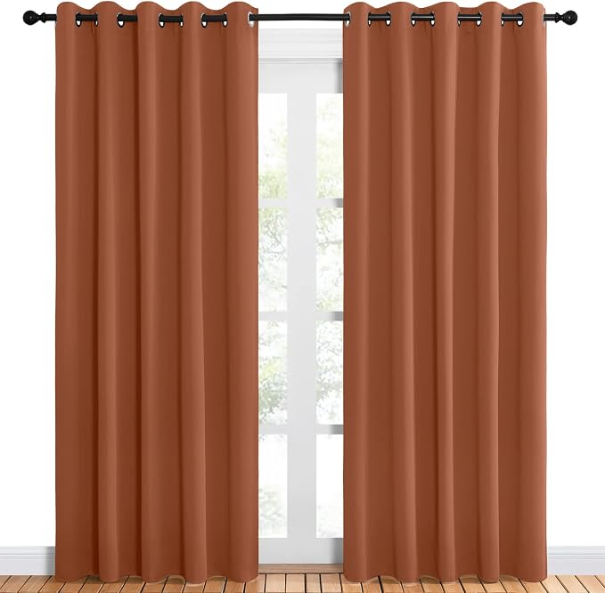 NICETOWN Room Darkening Draperies Window Curtain Panels, Burnt Orange, 2 Panels - Image 2