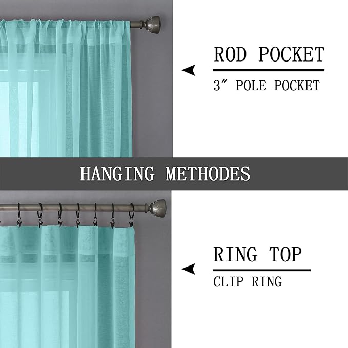 Tollpiz Sheer Curtains Linen Textured Bedroom Curtain Sheers Light Filtering - Image 5