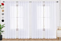 SpaceDresser Optical White Sheer Curtains 4 Panels Rod Pocket Semi-Sheer by SpaceDresser