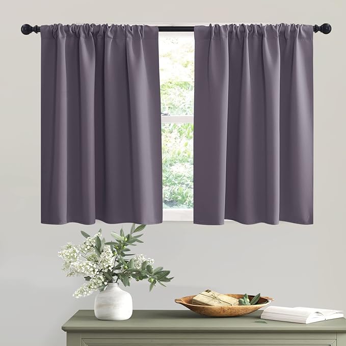 RYB HOME Short Greyish Purple Blackout Curtains by RYBHOME