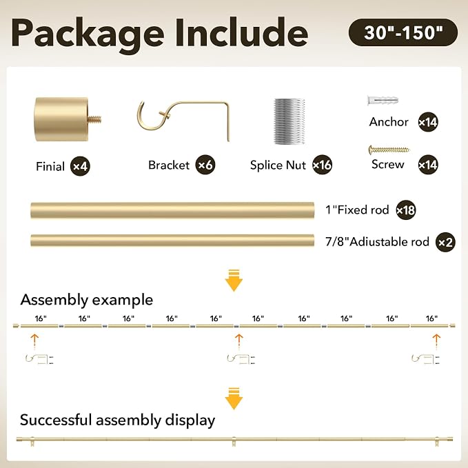 IFELS 2 Pack Heavy Duty Curtain Rods - Image 8