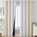 Estelar Textiler Beige and Greyish White Blackout Curtains 102 Inches Long by ESTELARTEXTILER