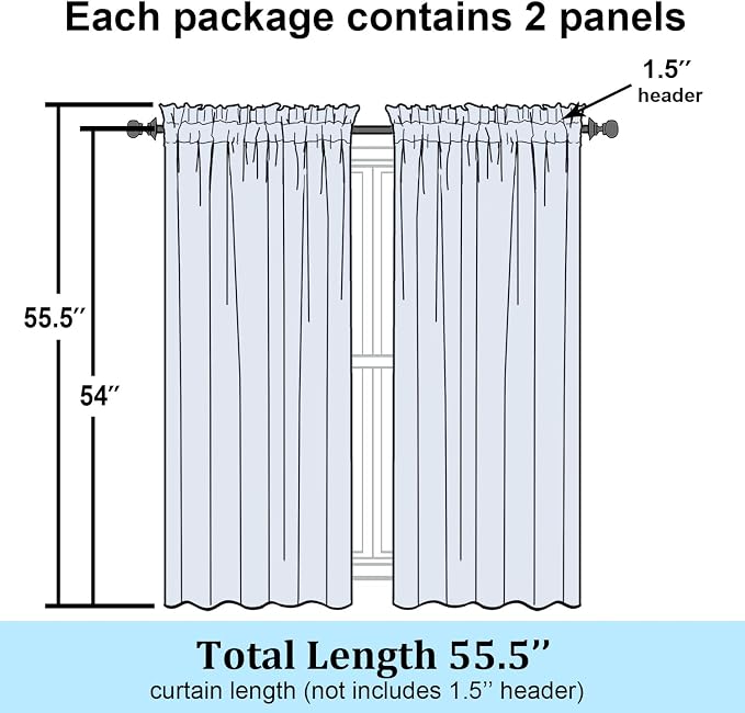 Simplebrand Rod Pocket Top Solid Voile Sheer Curtains - Image 8