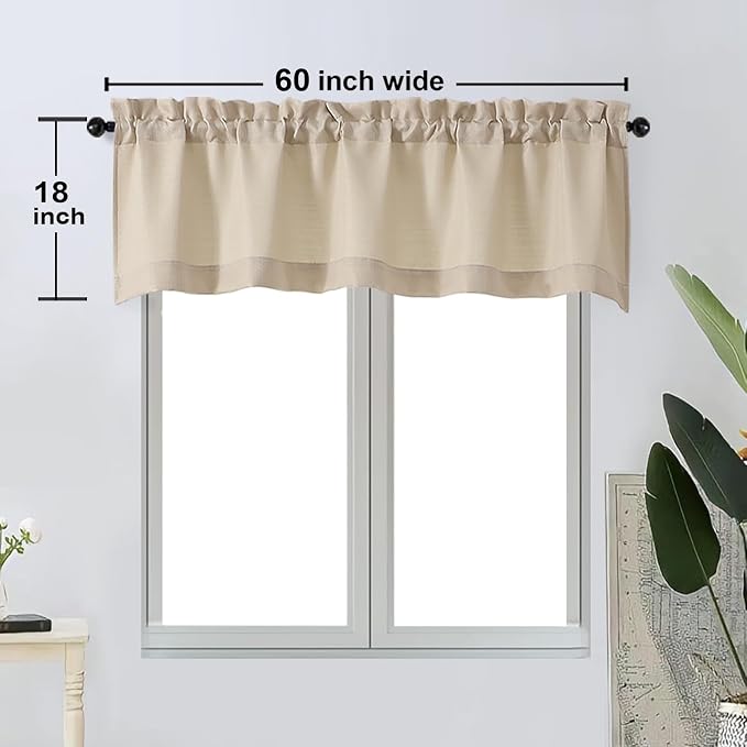 OWENIE Bob Valance Curtains 18 Inch Length 1 Piece, Faux Linen Slub Solid Linen - Image 6