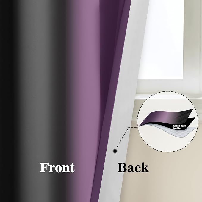 Yakamok Blackout Ombre Purple and Black Curtains - Image 5
