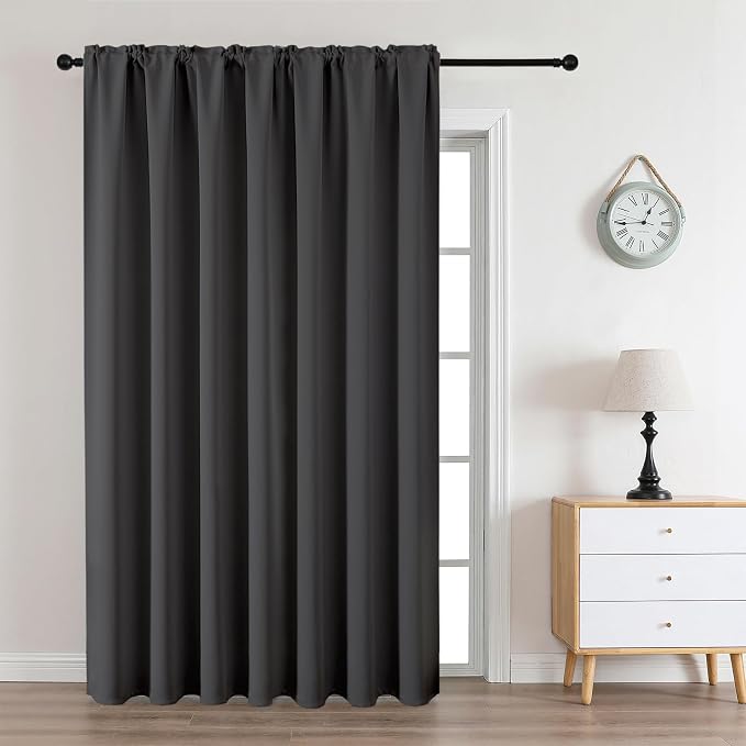 CUCRAF Dark Grey Blackout Curtains Customize, Rod Pocket Room Darkening Curtain by CUCRAF