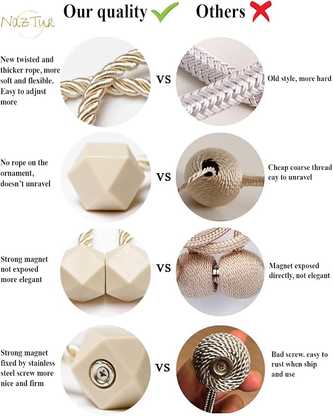 NazTur Magnetic Curtain Tiebacks- Upgrade 2022 - Image 5