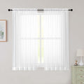 Sheer White Curtains for Bedroom Living Room 54 Inch Length 2 Panels Set by WelvetBLK