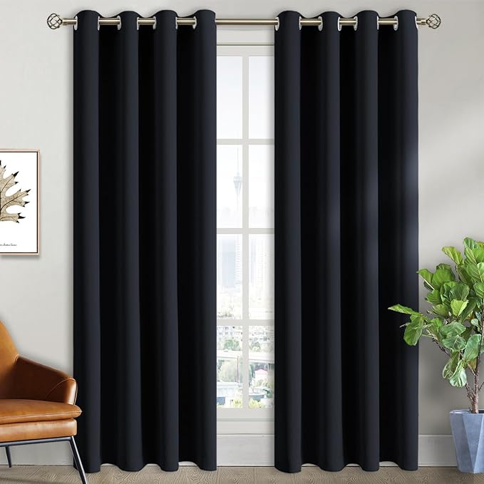 BGment Black Blackout Curtains 84 Inch Long by BGment