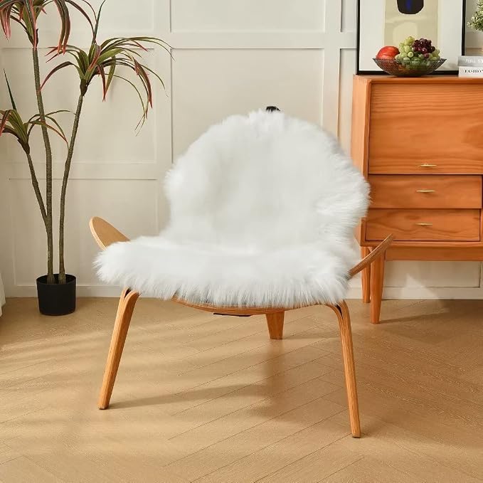 duduta White Faux Sheepskin Throw Rug 2x3 ft, Fluffy Shag Fur Chair Cover Small - Image 7