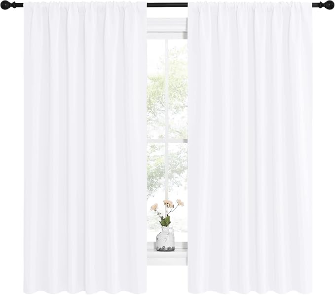 NICETOWN White Curtains, 50% Light Blocking Curtain Panels - Image 2