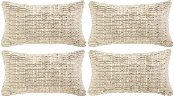 Fancy Homi 4 Packs Boho Cream Decorative Throw Pillow Covers 14x24 Inch by Fancy+Homi