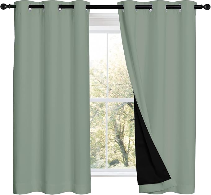 NICETOWN 100% Blackout Curtains 54 inches Long, Double-Deck Completely Blackout - Image 2