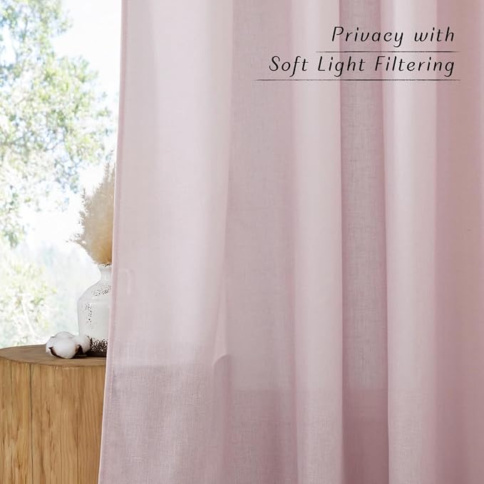NICETOWN Blush Pink Short Linen Curtains - Image 3