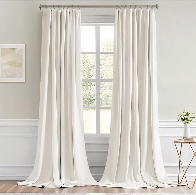 MIULEE Ivory Back Tab Blackout Curtains 102 Inch Long 2 Panels Set - Image 9