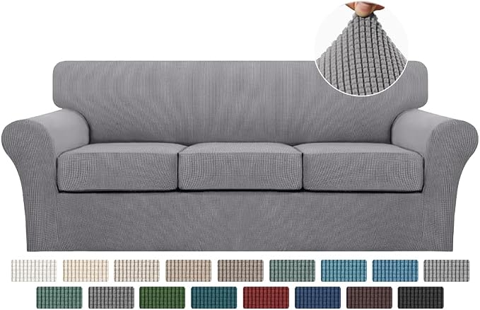 Turquoize 4 Piece Sofa Covers for 3 Cushion Couch Sofa Slipcover Soft Couch by Turquoize