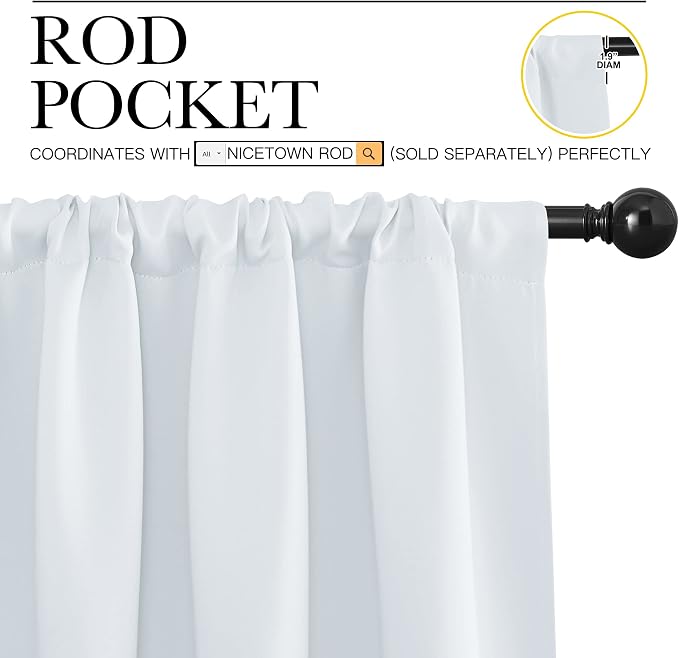 NICETOWN Greyish White Window Curtain Panels - Image 3