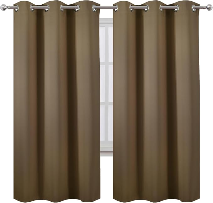 LEMOMO Brown Thermal Blackout Curtains/42 x 72 Inch/Set of 2 Panels Room - Image 2