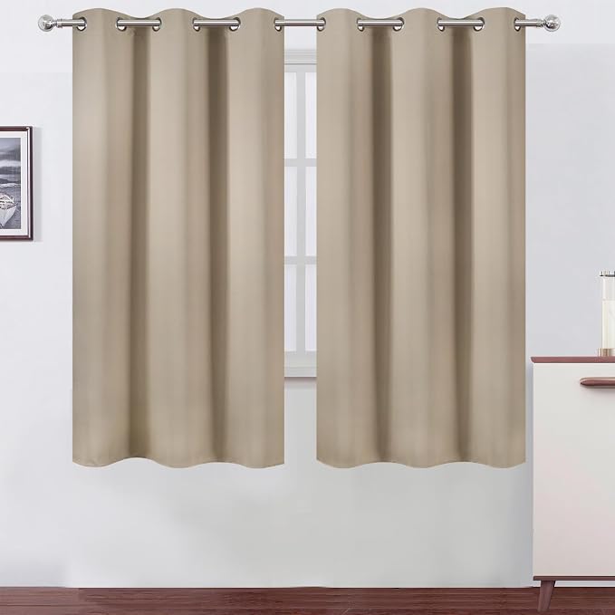 LEMOMO Blackout Curtains 42 x 63 inch/Khaki Curtains Set of 2 Panels/Thermal by Lemomo