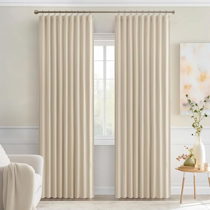 MIULEE Back Tab Cream Beige Curtains 84 Inch Length 2 Panels Set - Image 9