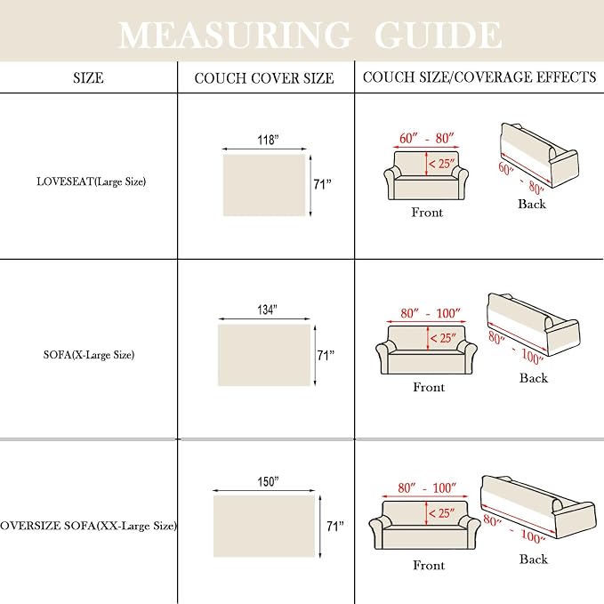 HANDONTIME Beige Couch Covers for 3 Cushion Couch - Image 3