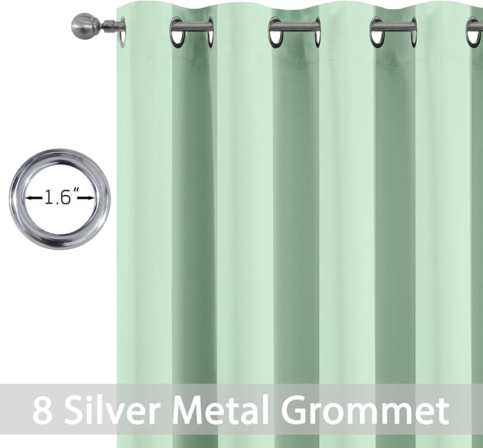 Yakamok Green Curtains 84 Inches Length Blackout Curtain - Image 2