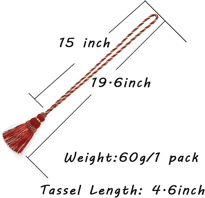 Fenghuangwu 4 Pack Curtain Tie Backs Rope Tassels - Image 2