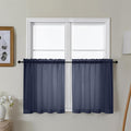 Gwine Navy Blue Sheer Curtain Tiers 24 Inch Length, Light Filtering Voile Short by Gwine